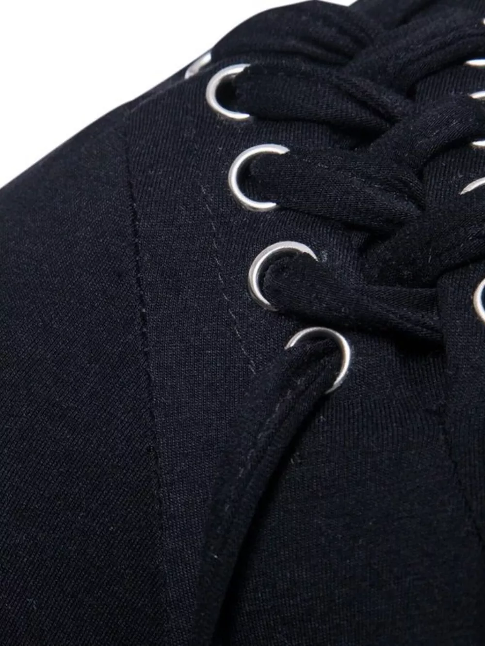 Men's Lace-Up Asymmetric Hem T-Shirt, image 9
