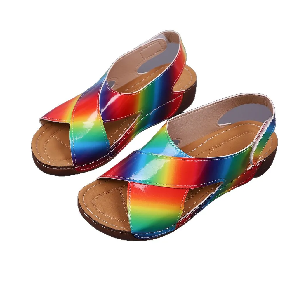 Colorful Cutout Wedge Sandals, image 3