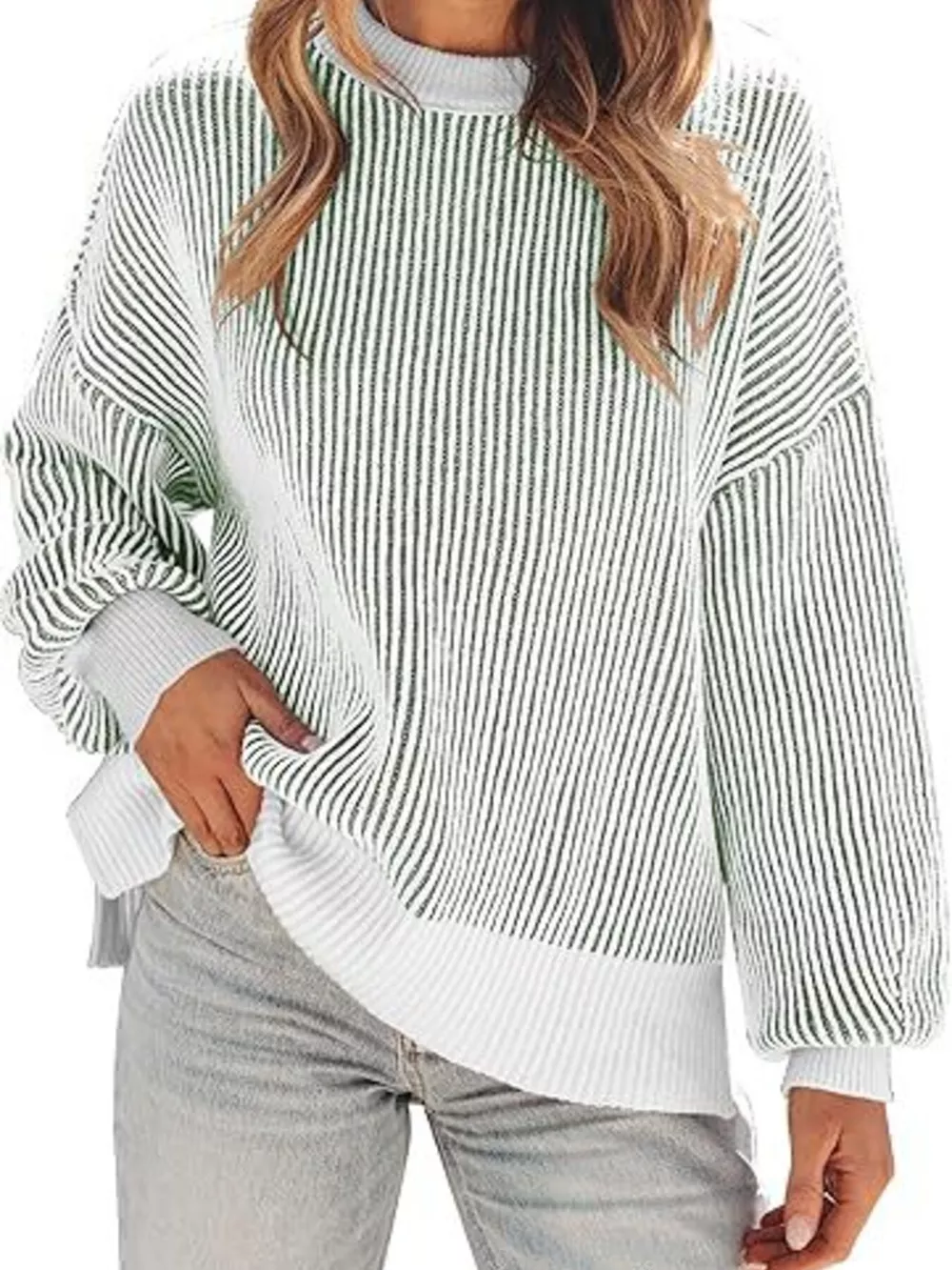 Stripe Dropped Shoulder Sweater, image 4