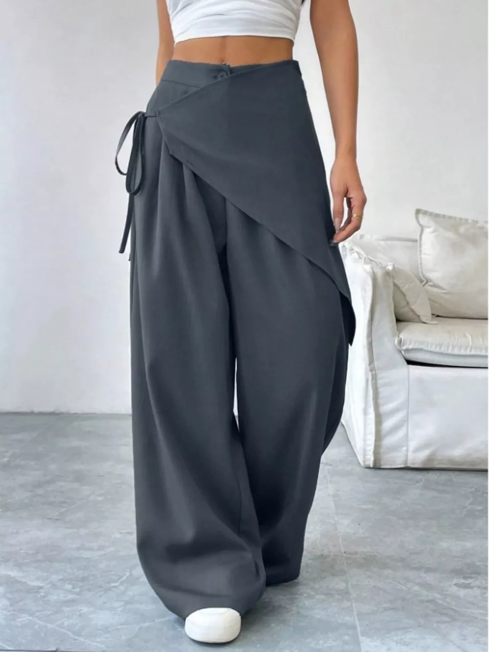 Wrap-Front Wide-Leg Pants, image 7