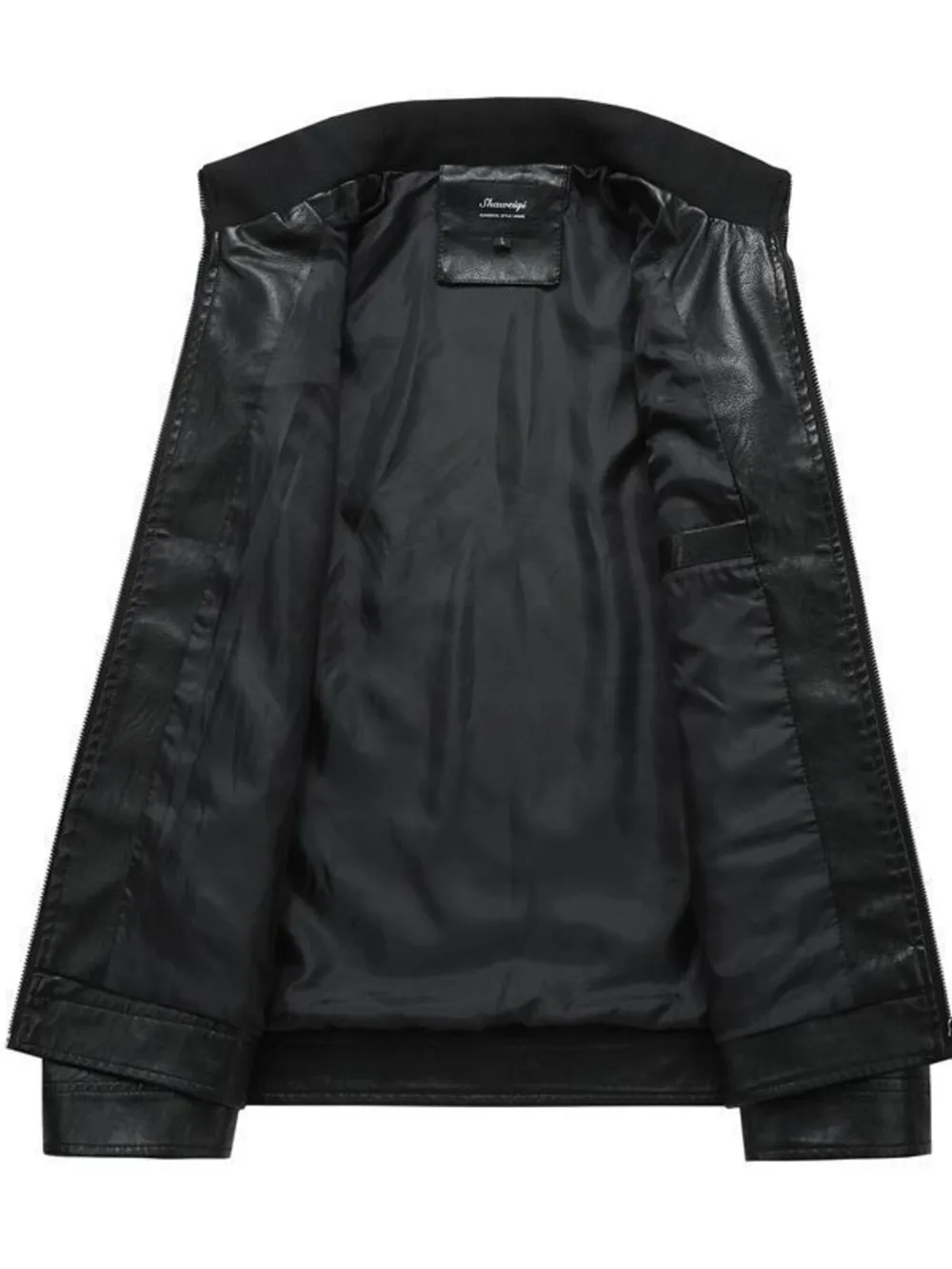 Men's Plus Size Zip Up Leather Moto Jacket, image 2
