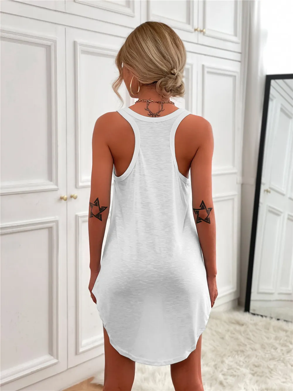Casual Tank Mini Dress with Curved Hem, image 50