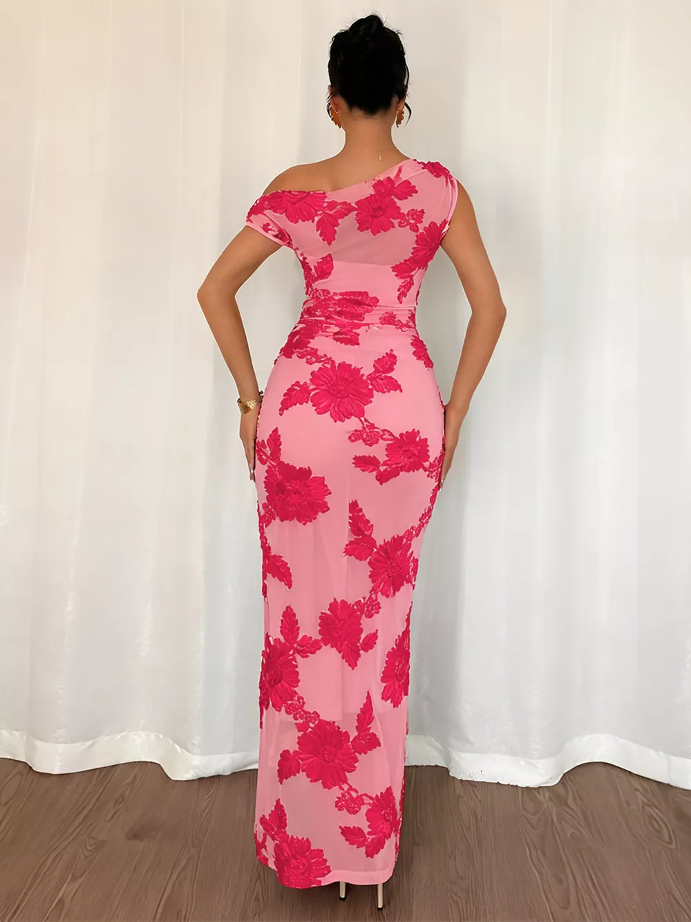 Embroidered One Shoulder Maxi Dress, image 8