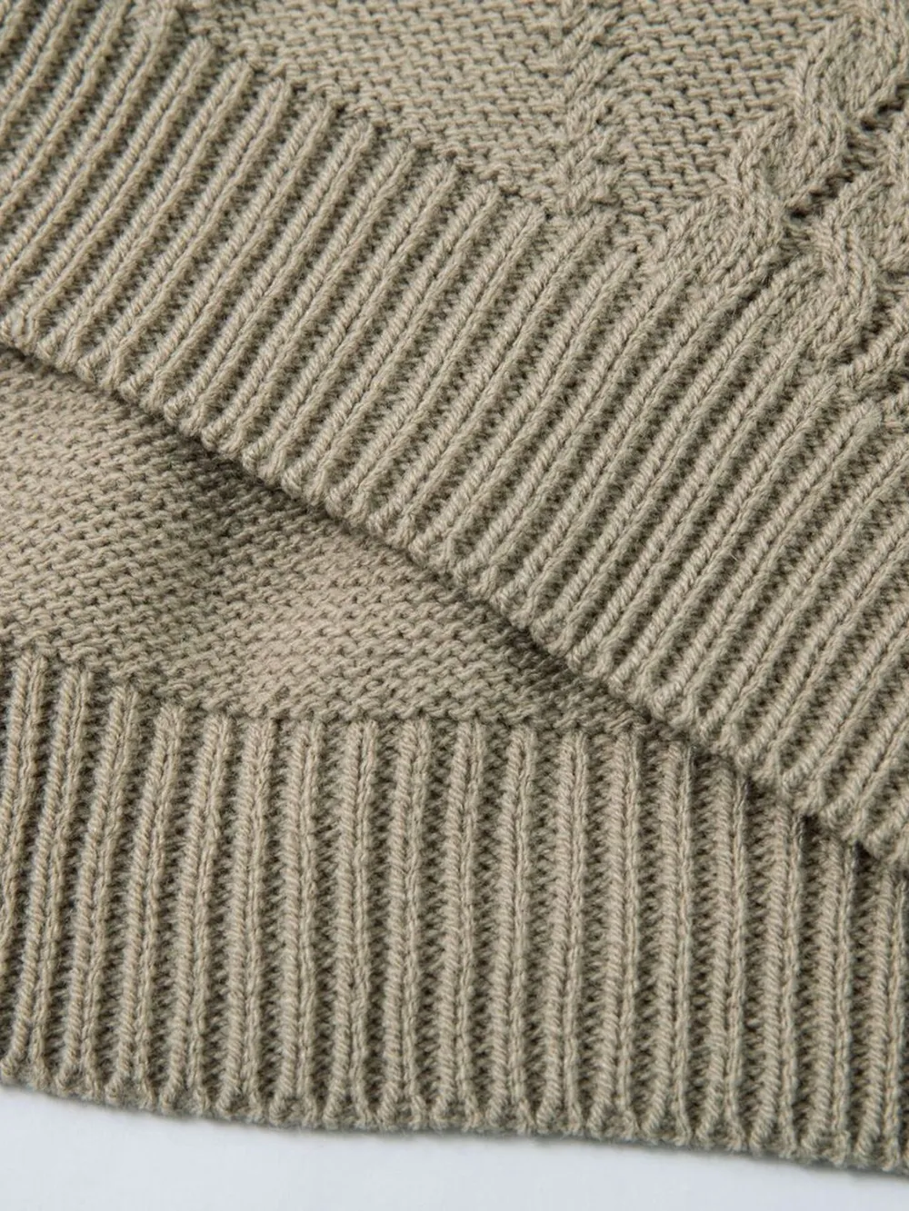 Men's Cable Knit Short Sleeve Knit Polo, image 11