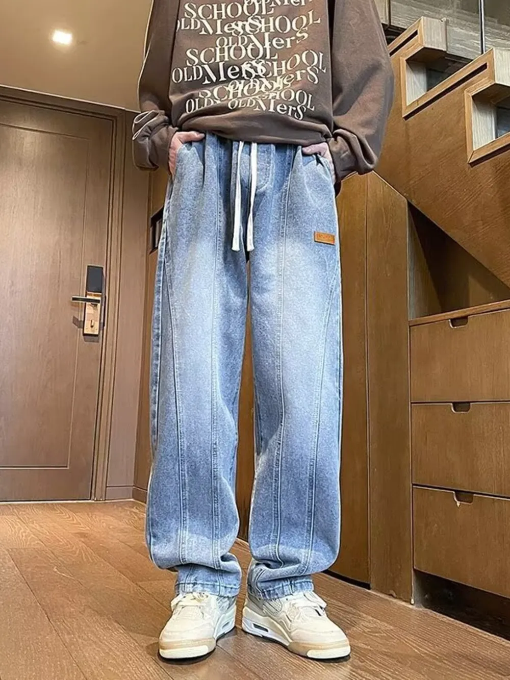 Men's Plus Size Vintage Wash Straight-Leg Jeans
