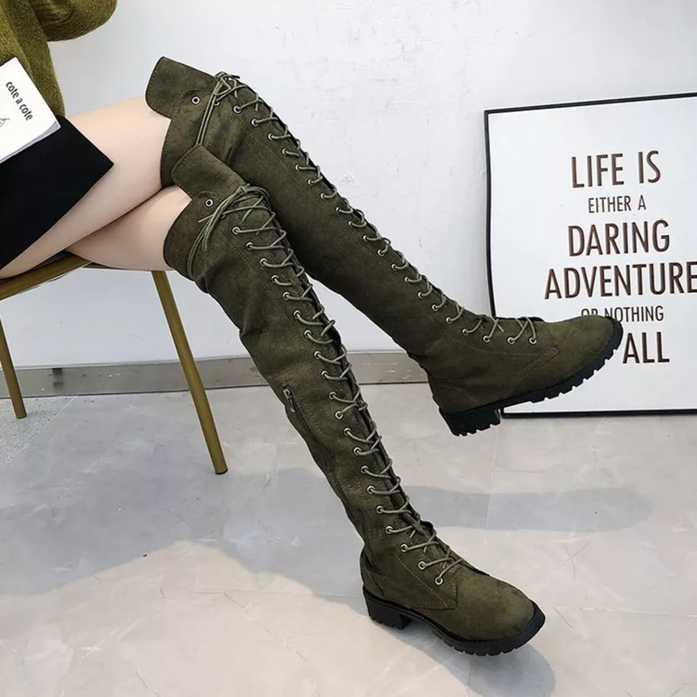 Lace-Up Over-the-Knee Boots, image 2