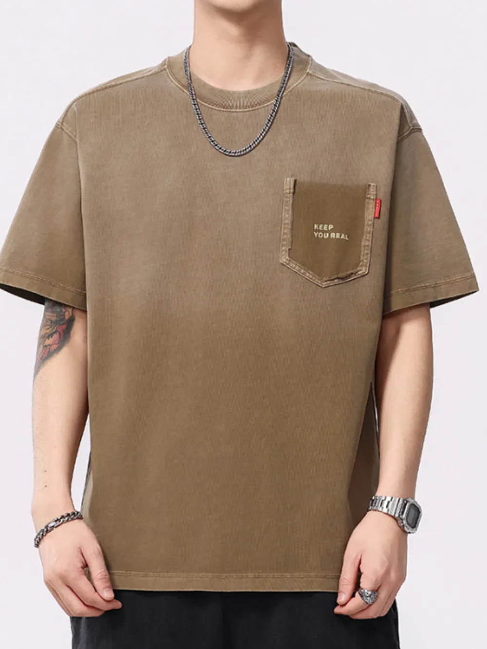 Men's Plus Size Round Neck Short Sleeve T-Shirt, image 4