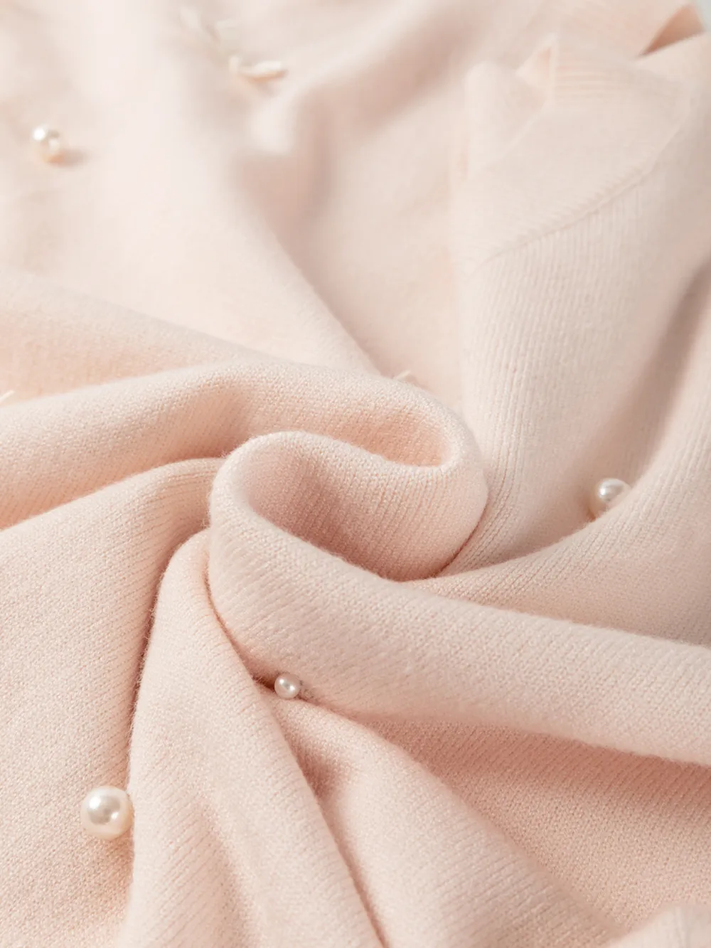 Pearl Embellished Bow Detail Short Sleeve Sweater, image 5