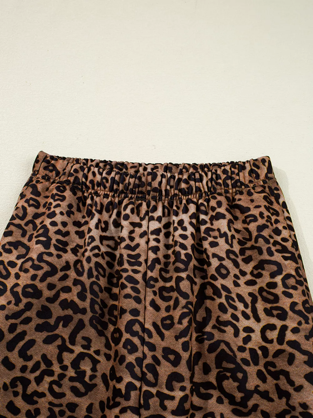 Leopard Print Contrast Trim Long Sleeve Top and Pants Set, image 9