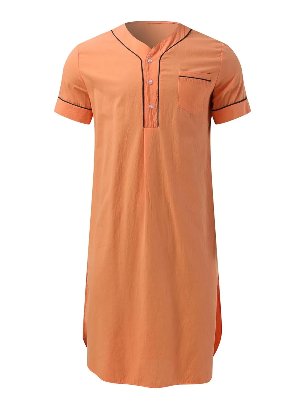 Men's Full Size Button Detail Short Sleeve Lounge Dress Plus Size, image 11