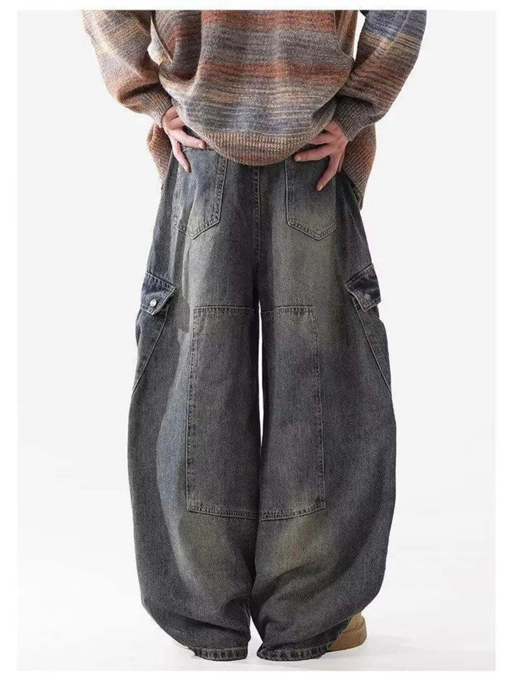 Men's Full Size Wide Leg Cargo Jeans Plus Size, image 4