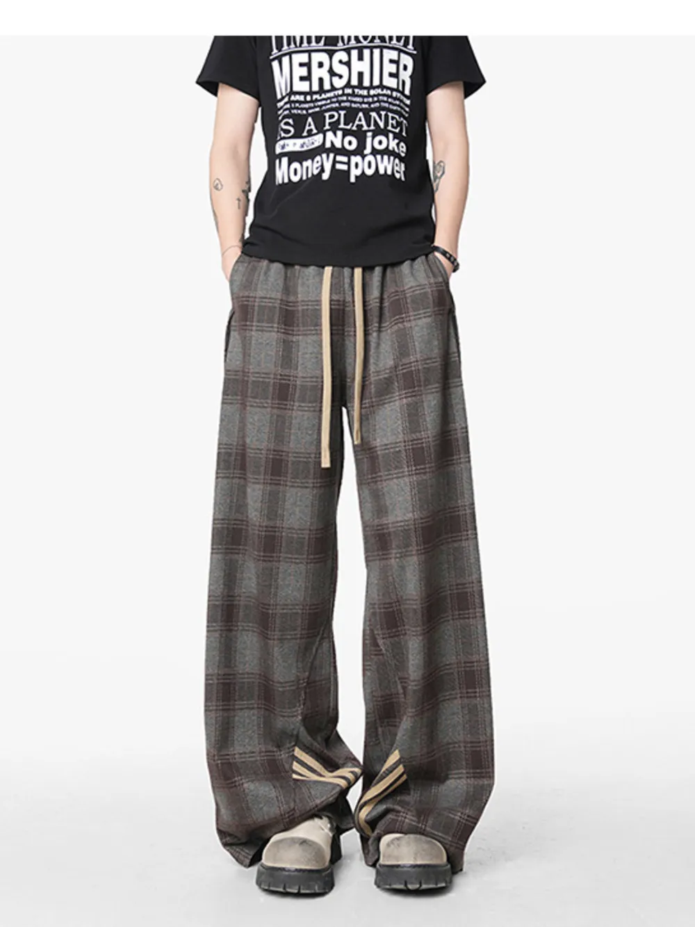 Men's Plaid Wide Leg Casual Pants, image 2