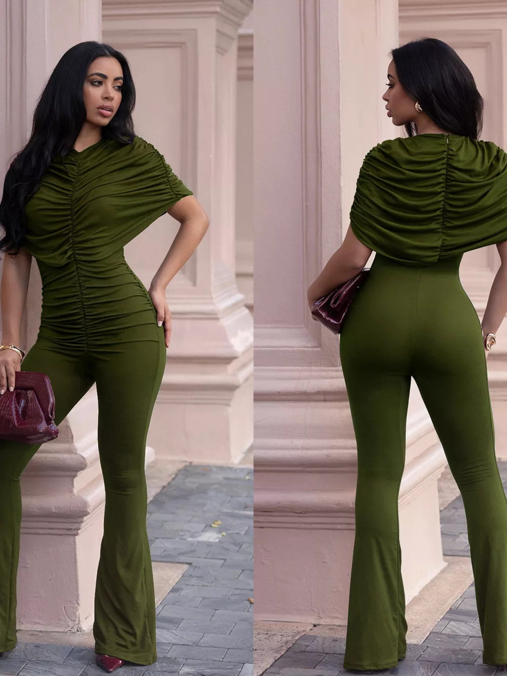 Ruched Flare Leg Jumpsuit, image 12