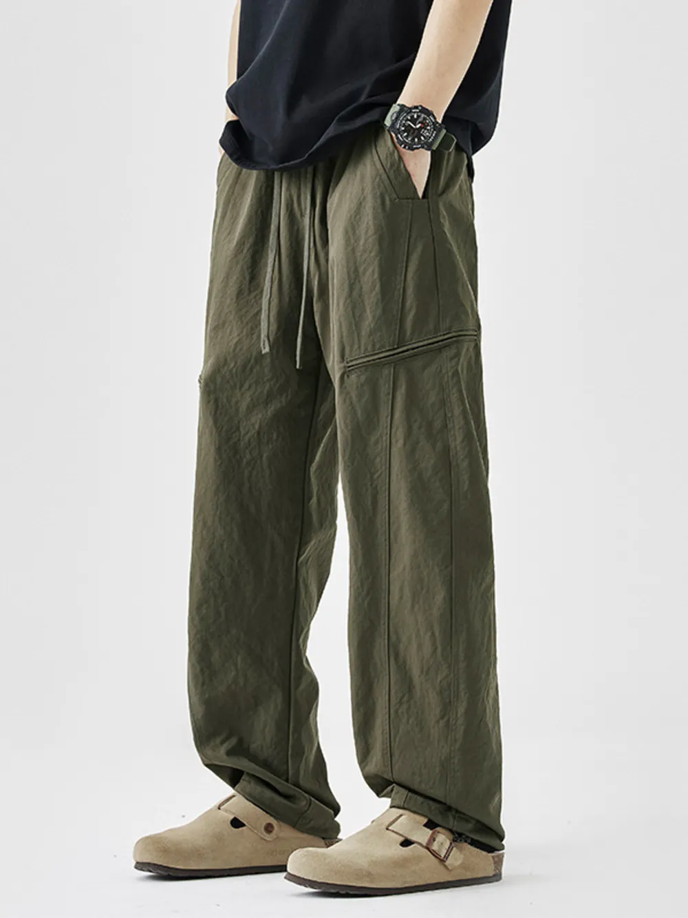 Men's Plus Size Loose Fit Drawstring Casual Pants, image 3