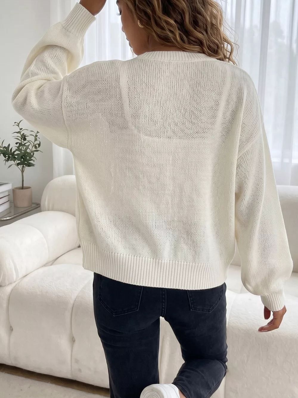 Casual Open-Front Knit Cardigan with Ribbed Trim, image 13