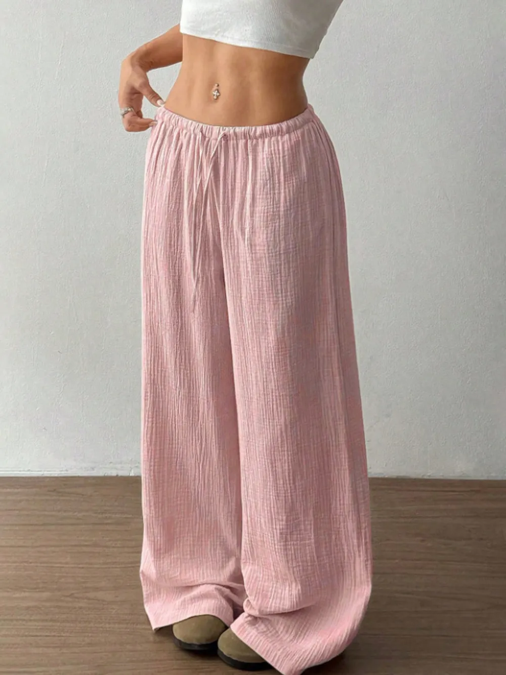 Wide Leg Drawstring Casual Pants, image 10