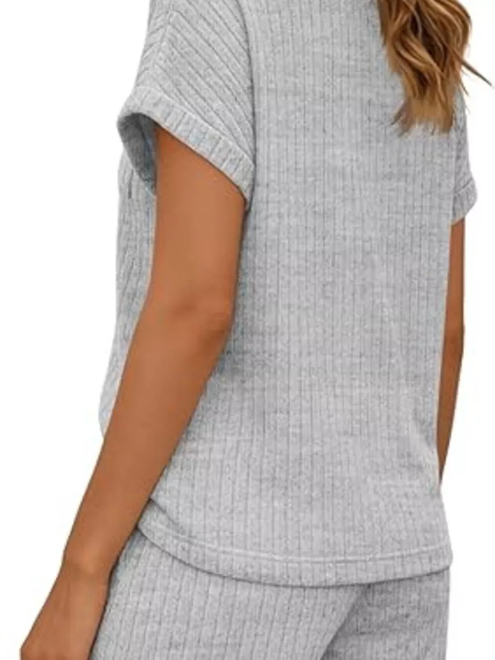 Casual Ribbed Knit Tee and Shorts Set, image 22
