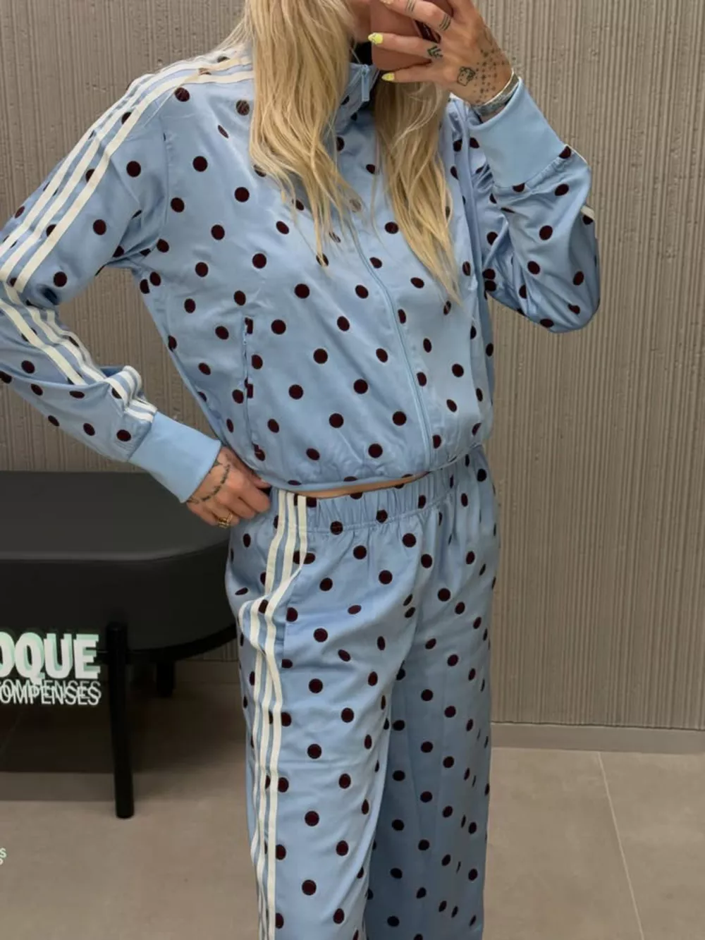 Polka Dot Side Striped Outerwear and Pants Set, image 10