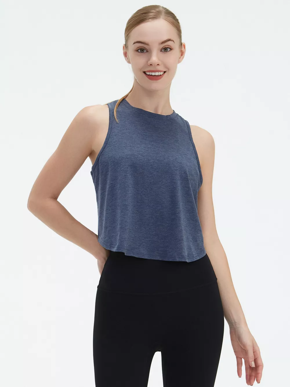 Cutout Back Round Neck Active Tank, image 3