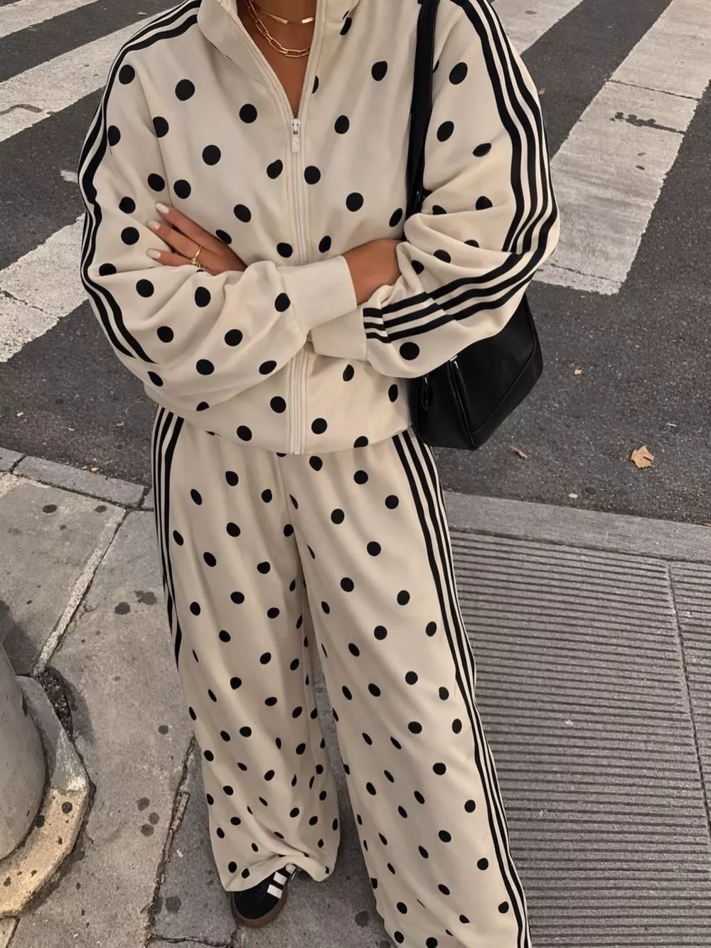 Polka Dot Zip Up Outerwear and Pants Set, image 6