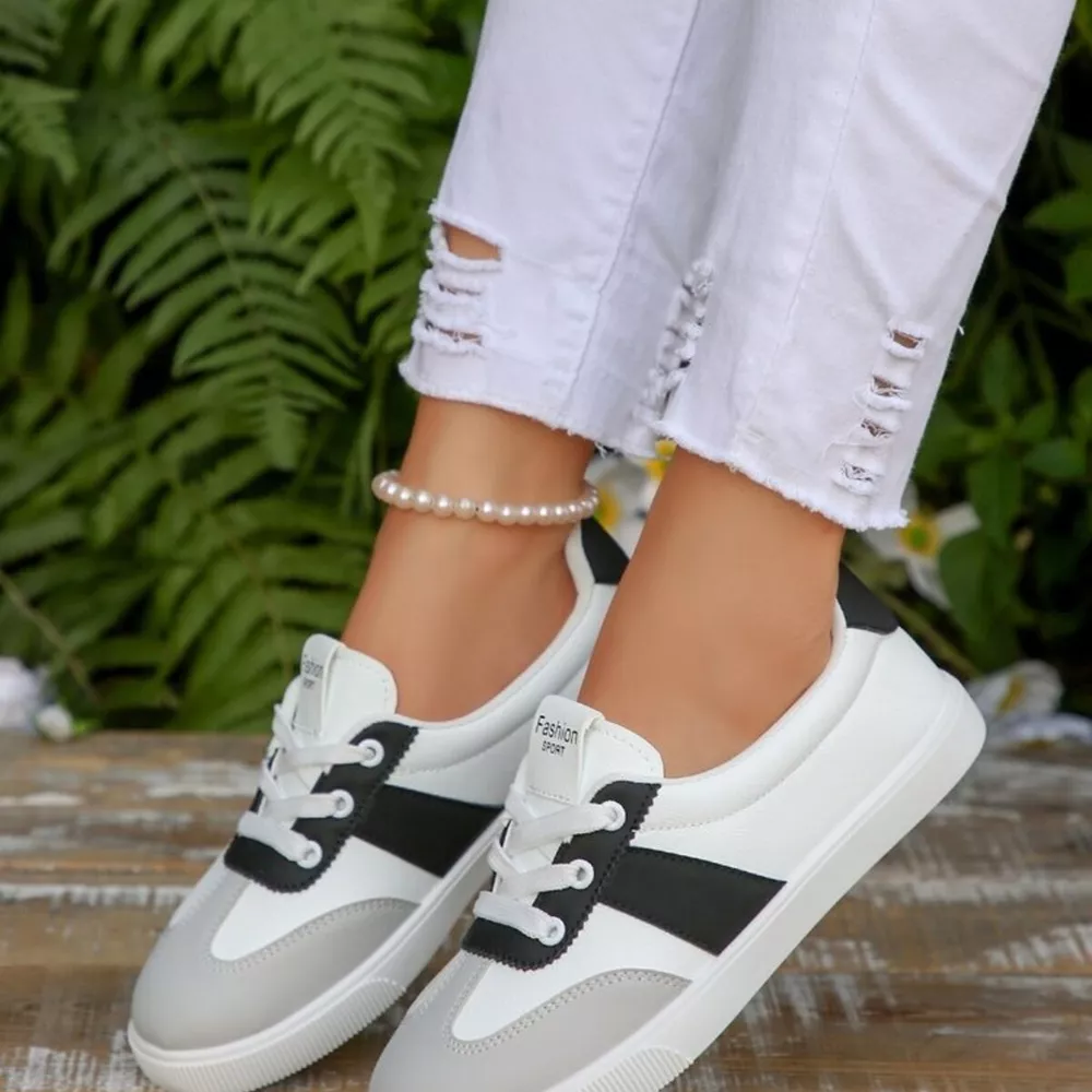Round Toe Lace Up Sneakers, image 2