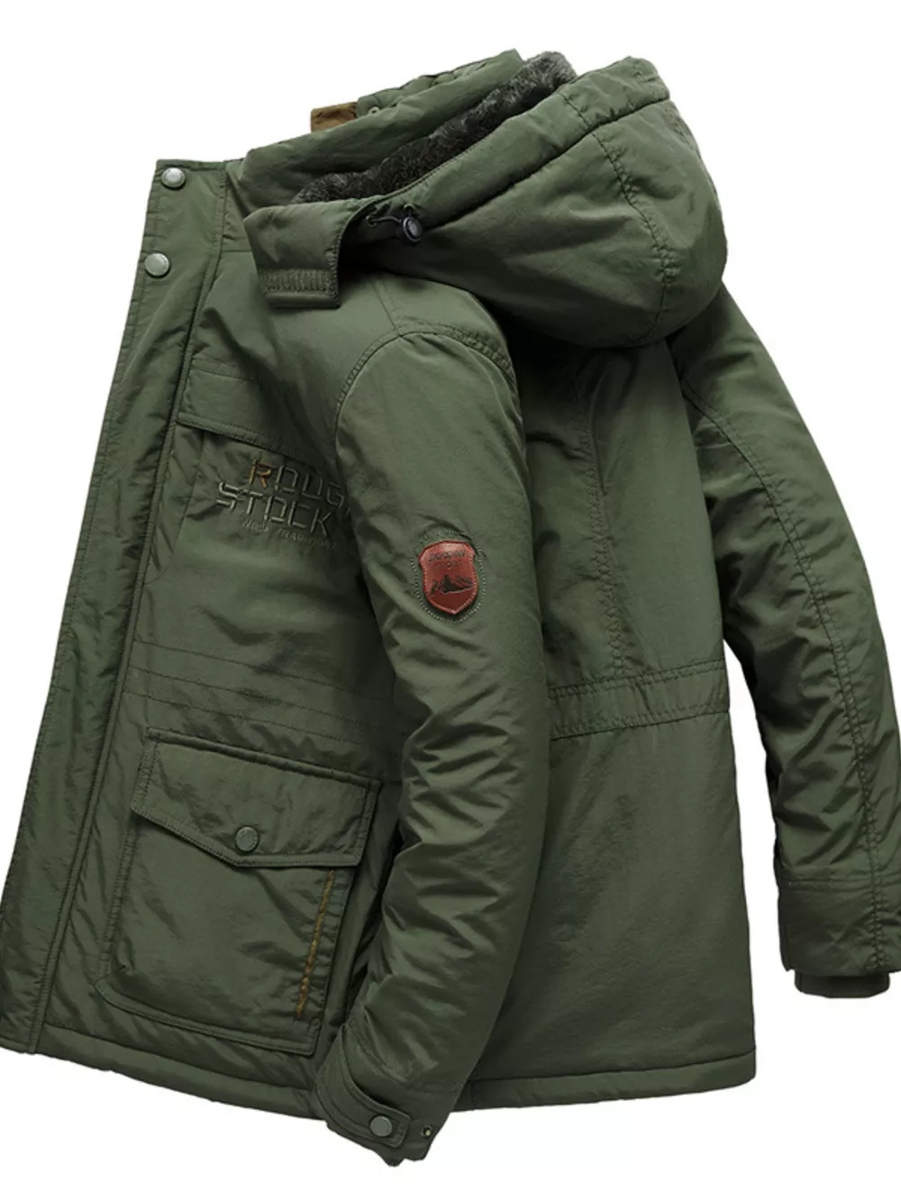 Men's Plus Size Zip Up Hooded Parka Coat, image 3