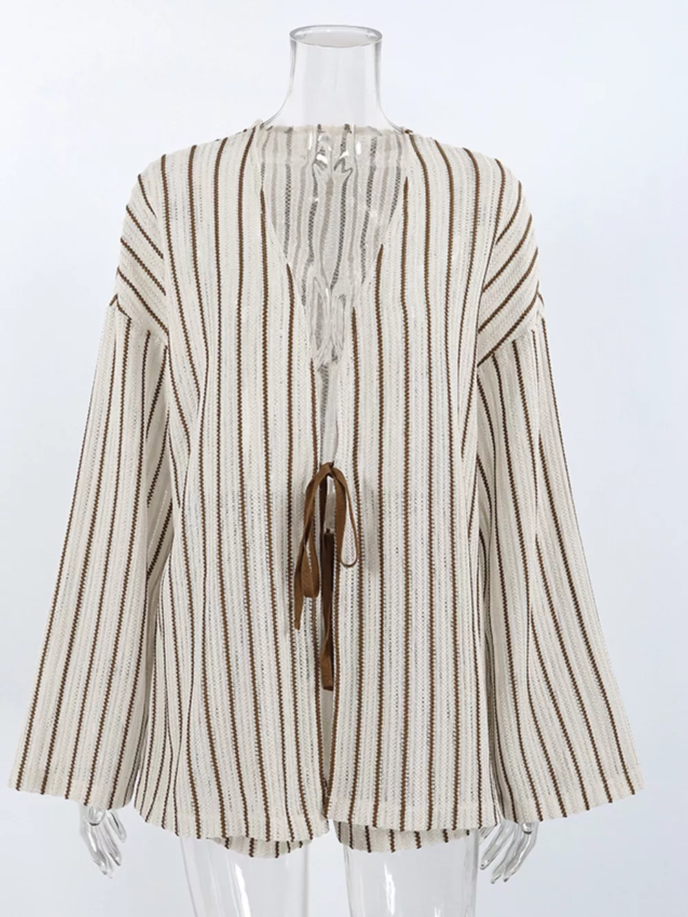 Striped Tie Front Top and Shorts Lounge Set, image 12