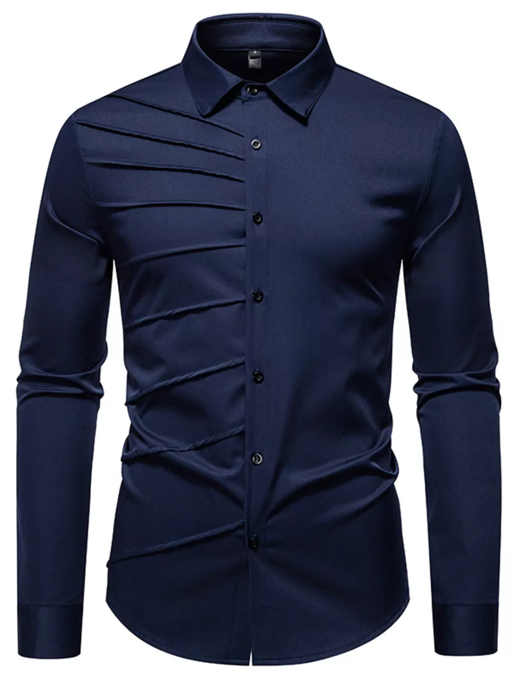 Men's Slim Fit Ruched Long Sleeve Shirt, image 2