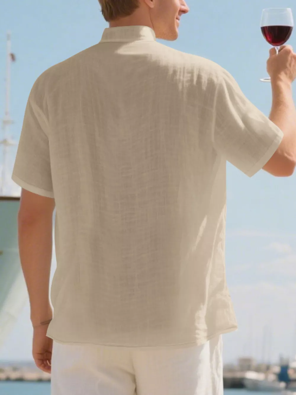 Men's Full Size Casual Linen Blend Short Sleeve Shirt Plus Size, image 3