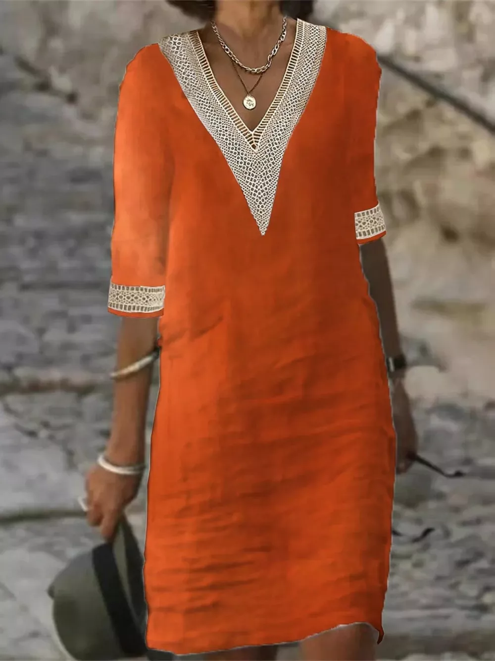 Full Size V-Neck Half Sleeve Dress Plus Size, image 9