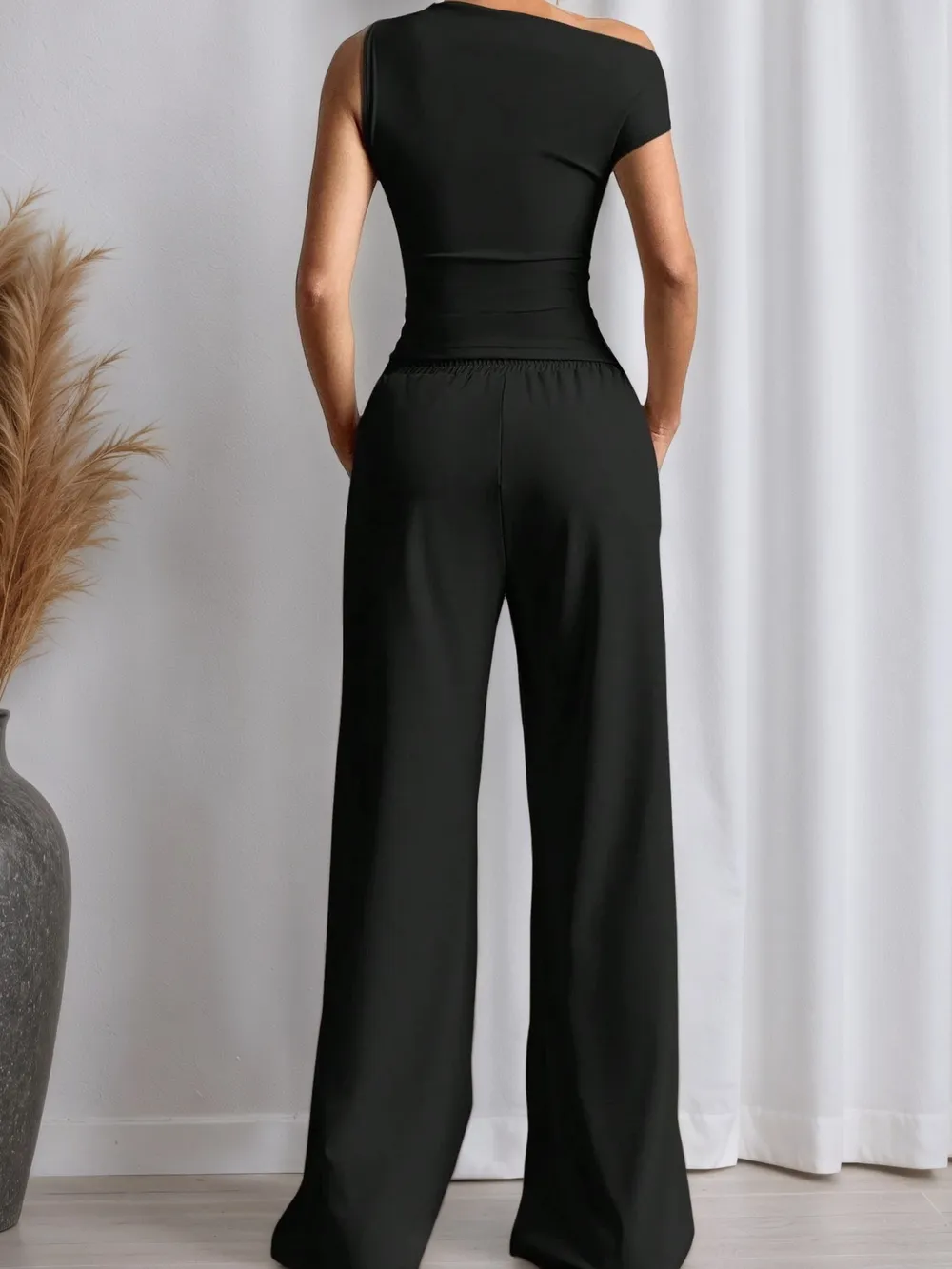 Single Shoulder Top and Pants Set, image 3