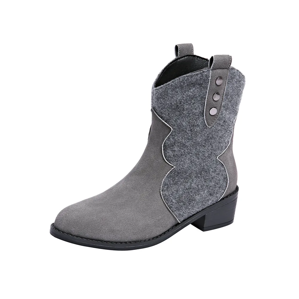 Round Toe Block Heels Boots, image 9
