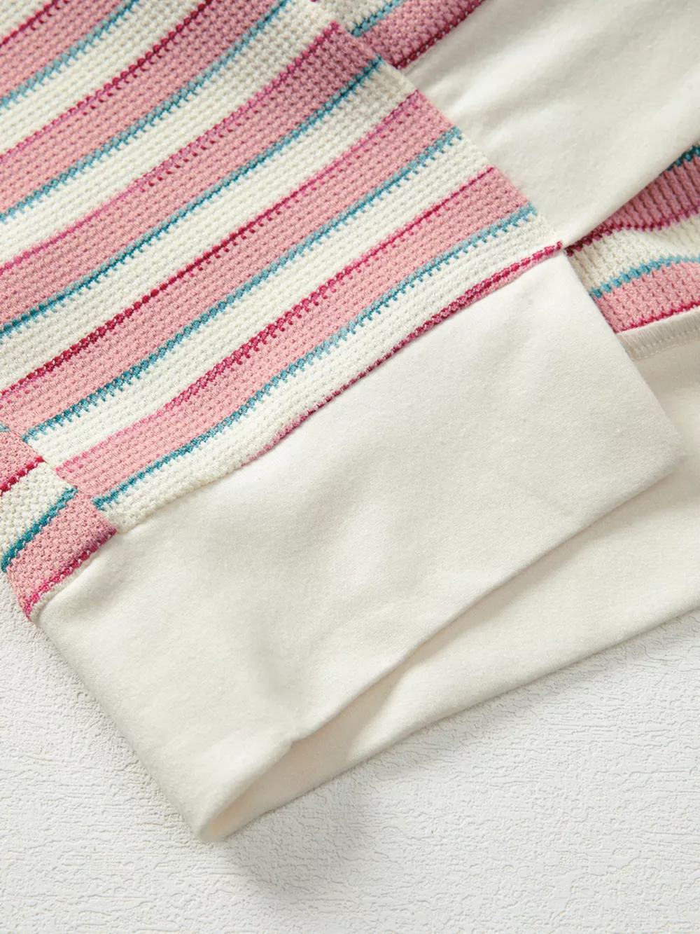 Stripe Stitched Detail Color Block Patchwork Oversized Top, image 18