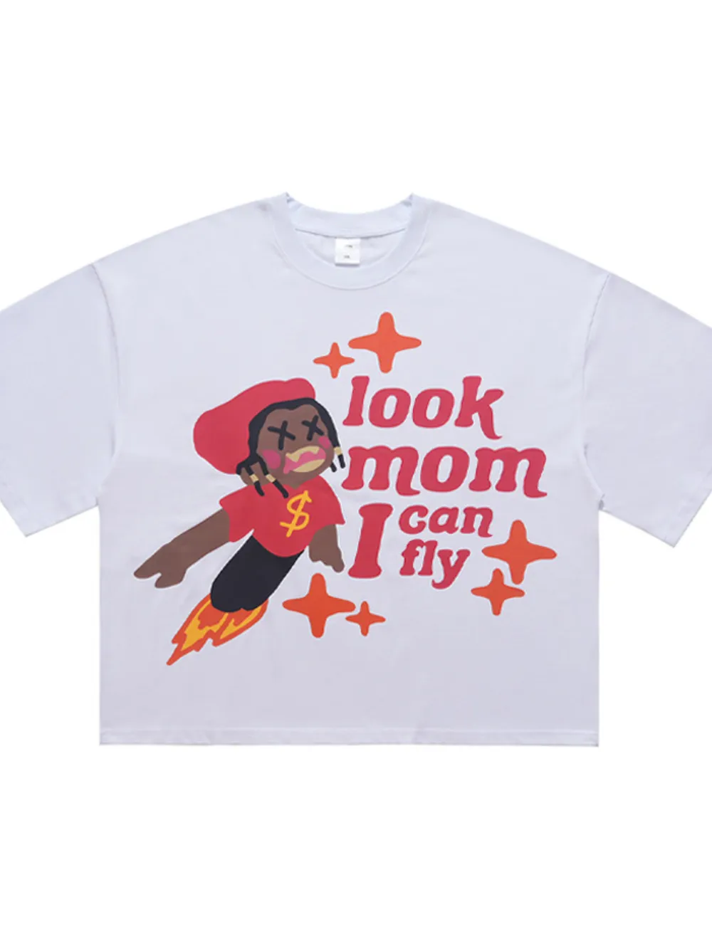 Men's Look Mom I Can Fly Graphic Oversized T-Shirt, image 3