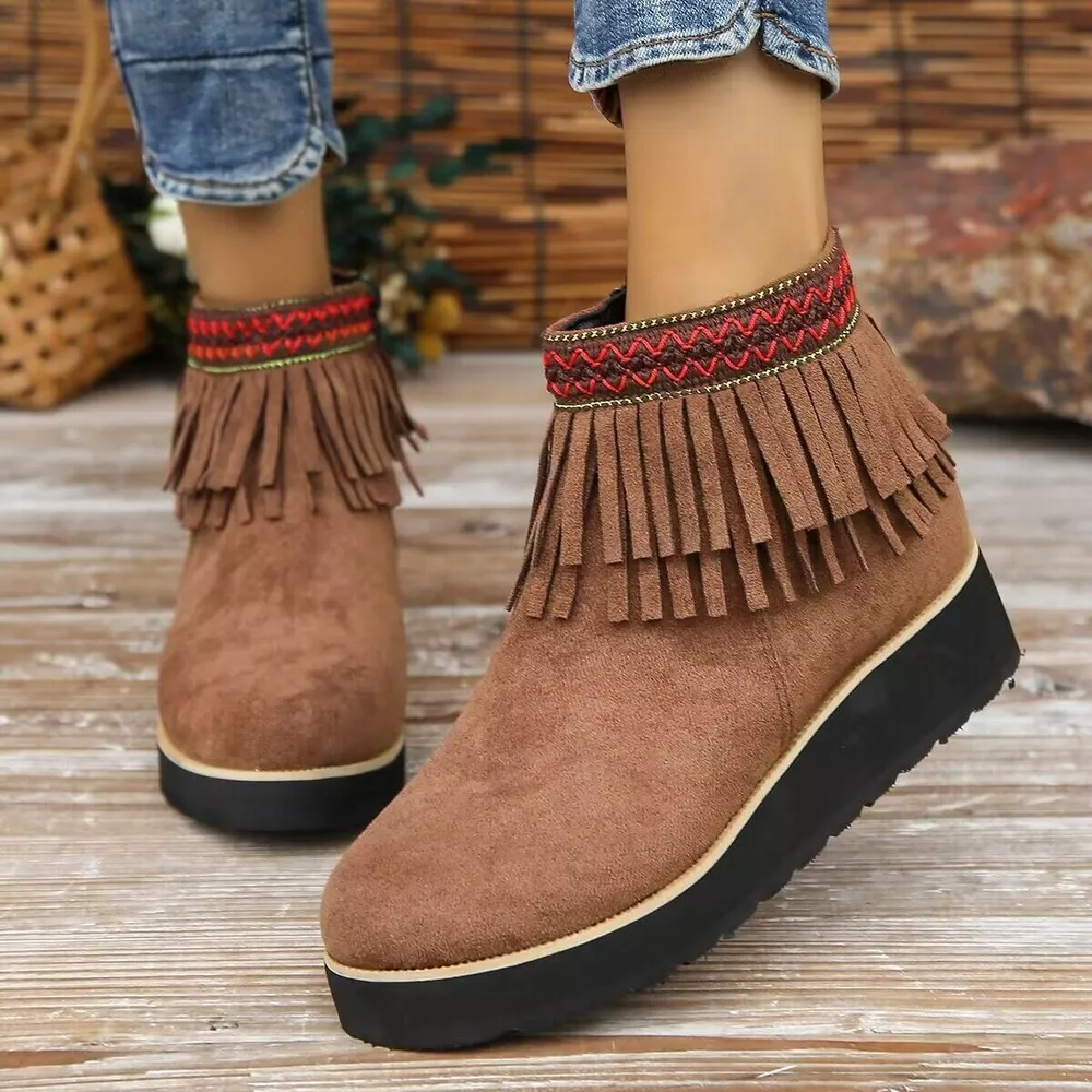Fringe Round Toe Ankle Boots, image 11