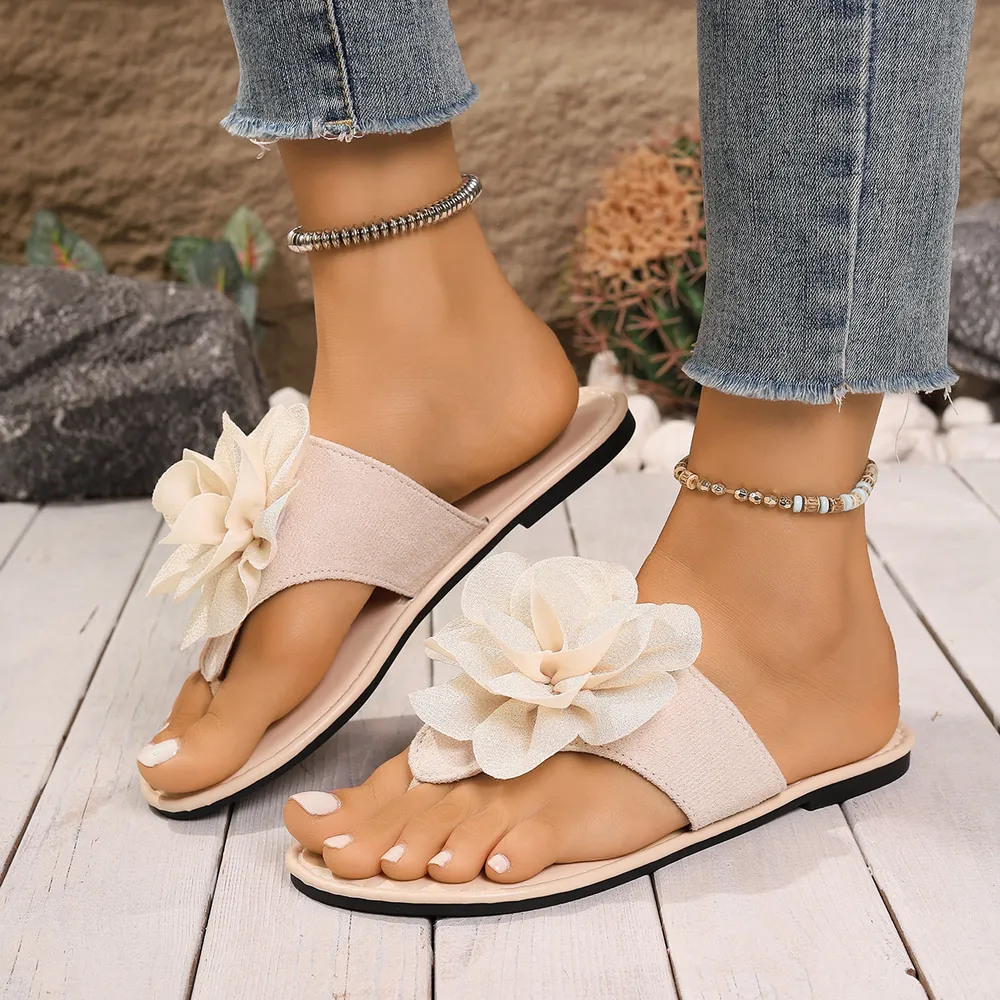 Flower Toe Post Flats Sandals, image 8