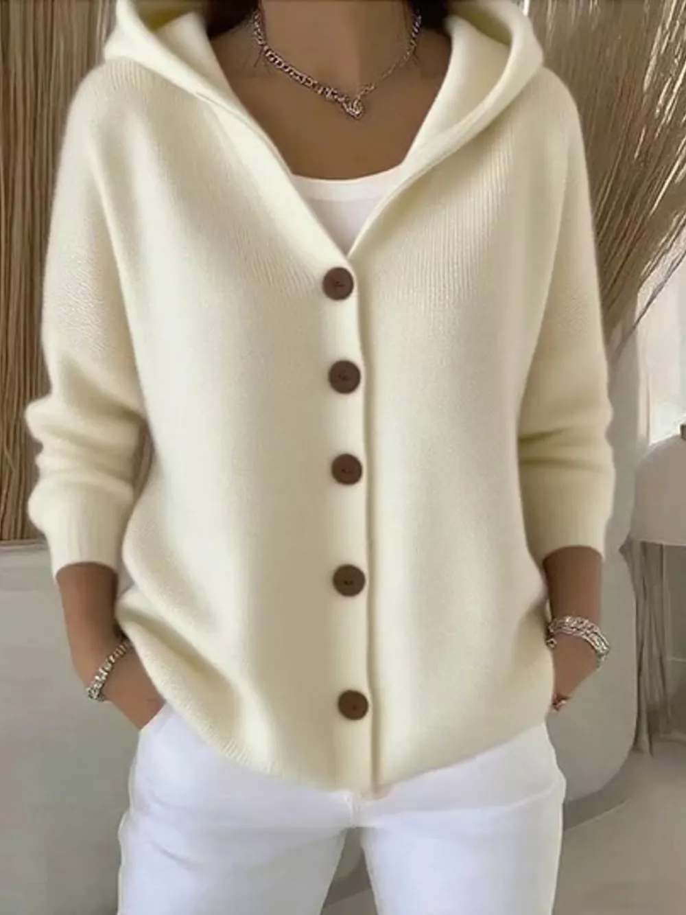 Full Size Button Up Long Sleeve Cardigan Plus Size