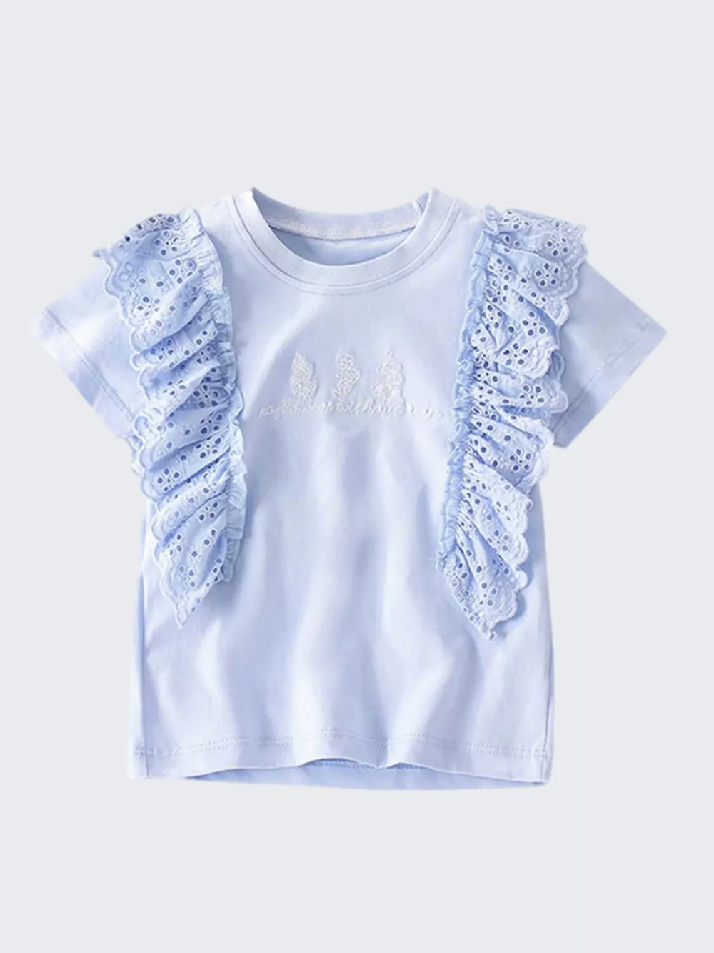 Children's Ruffled Round Neck Short Sleeve T-Shirt, image 3