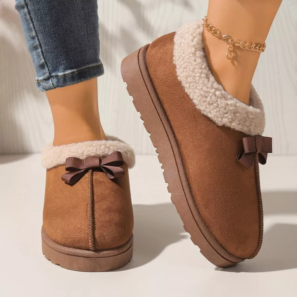 Cozy Bowknot Plush Lined Slip-Ons, image 25