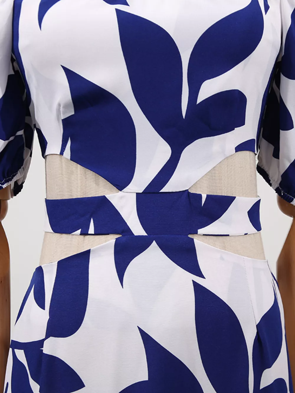 Off-Shoulder Cutout Leaf Print Maxi Dress, image 13