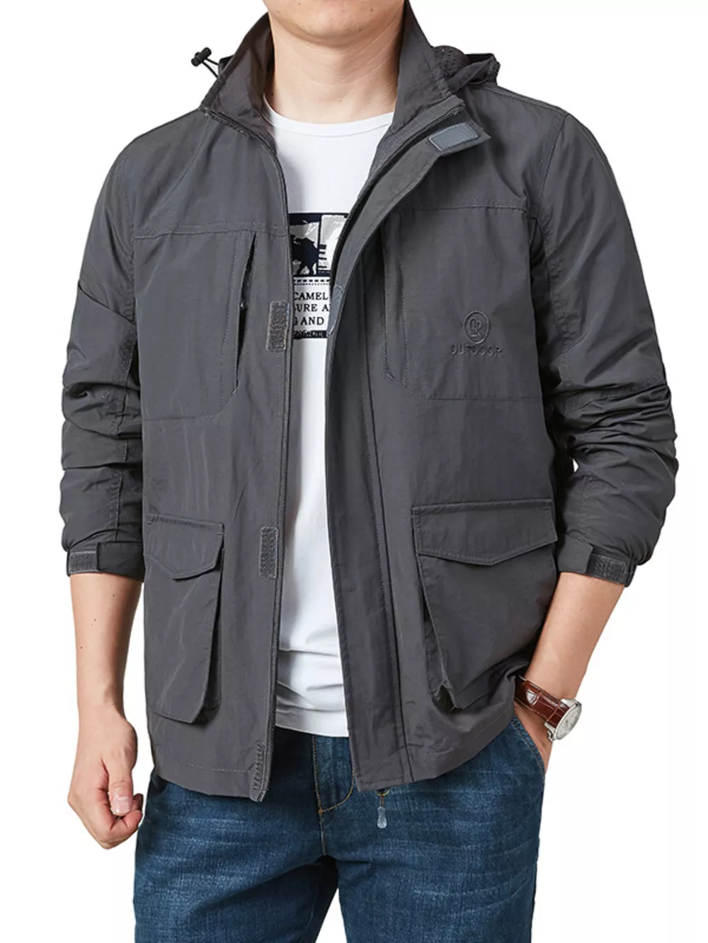 Men's Plus Size Lightweight Hooded Jacket, image 4