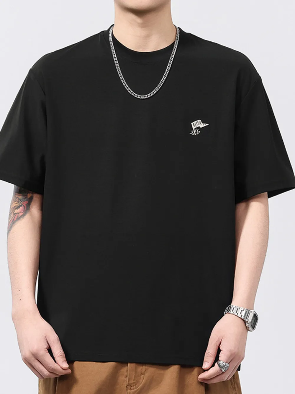 Men's Plus Size Round Neck Short Sleeve T-Shirt, image 2