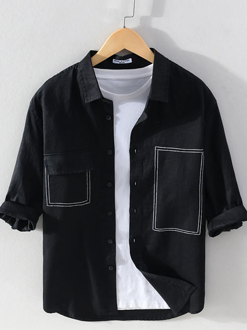 Men's Plus Size Button Up Pocketed Shirt