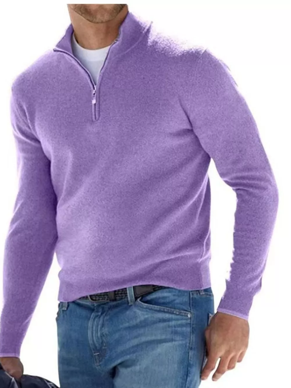 Men's Full Size Quarter-Zip Long Sleeve Sweater Plus Size, image 8