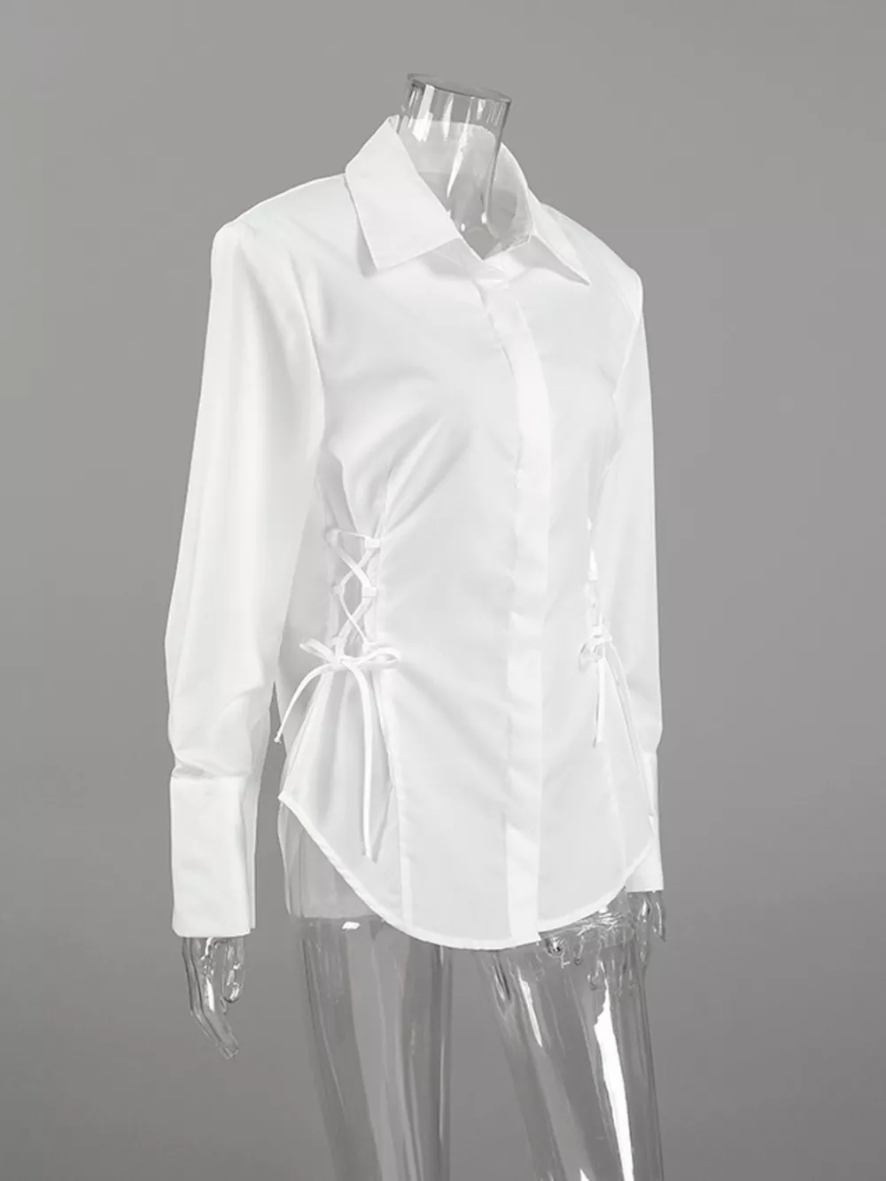 Side Lace Up Button Up Shirt, image 6