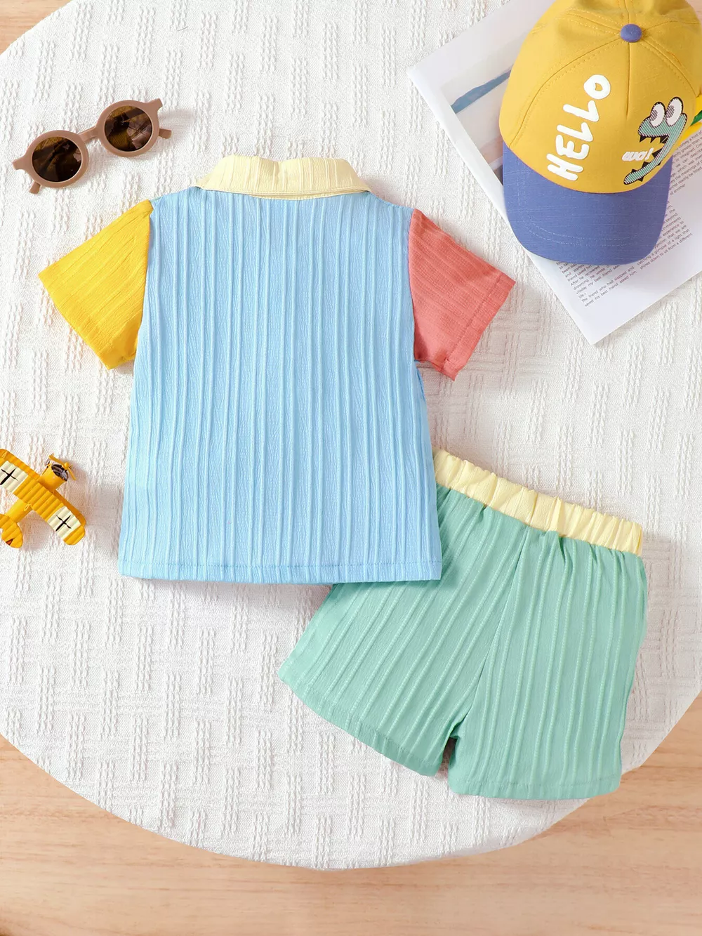 Children's Color Block Shirt and Shorts Set, image 6