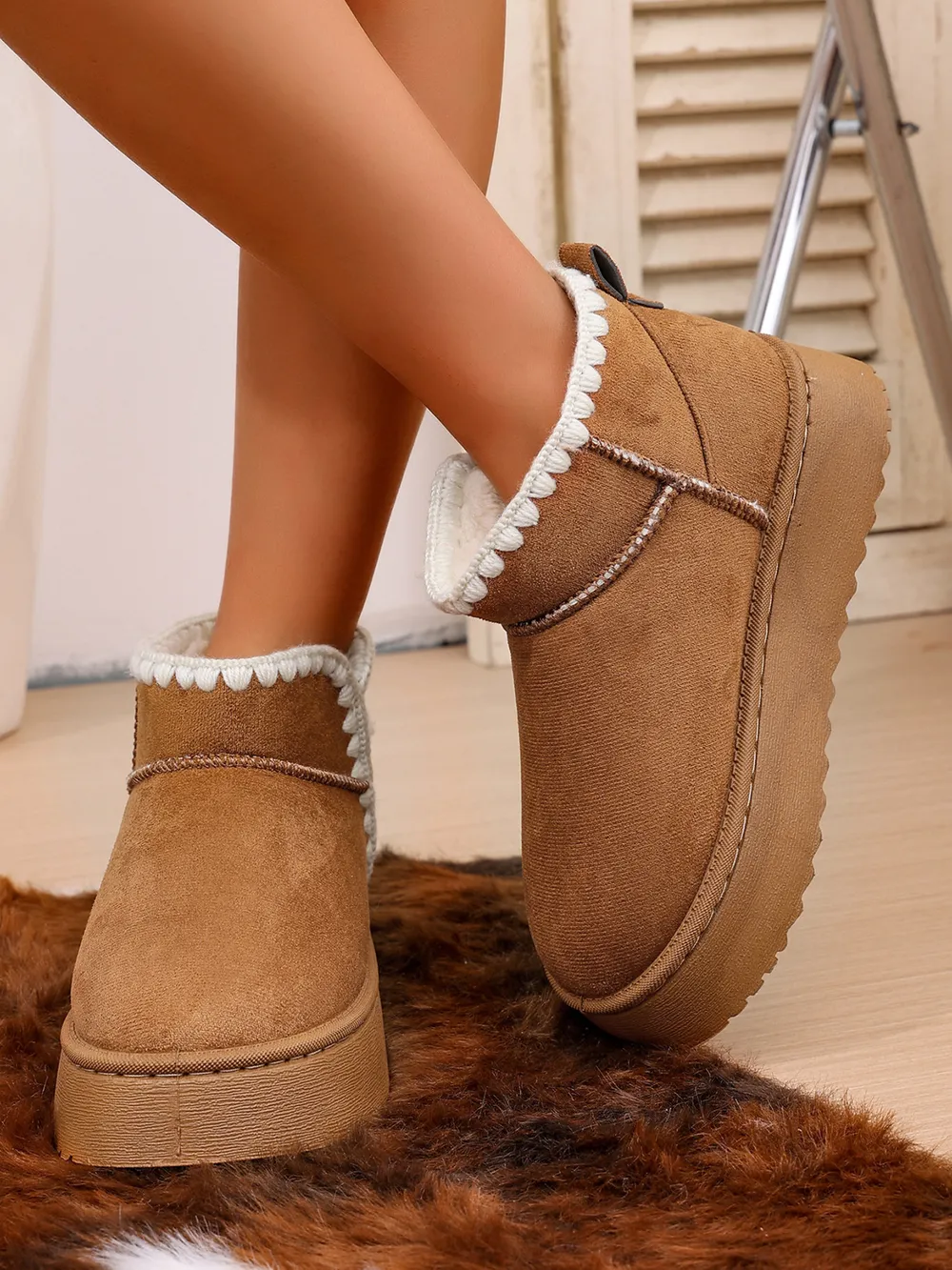 Cozy Winter Ankle Boots with Fluffy Fur Lining, image 7