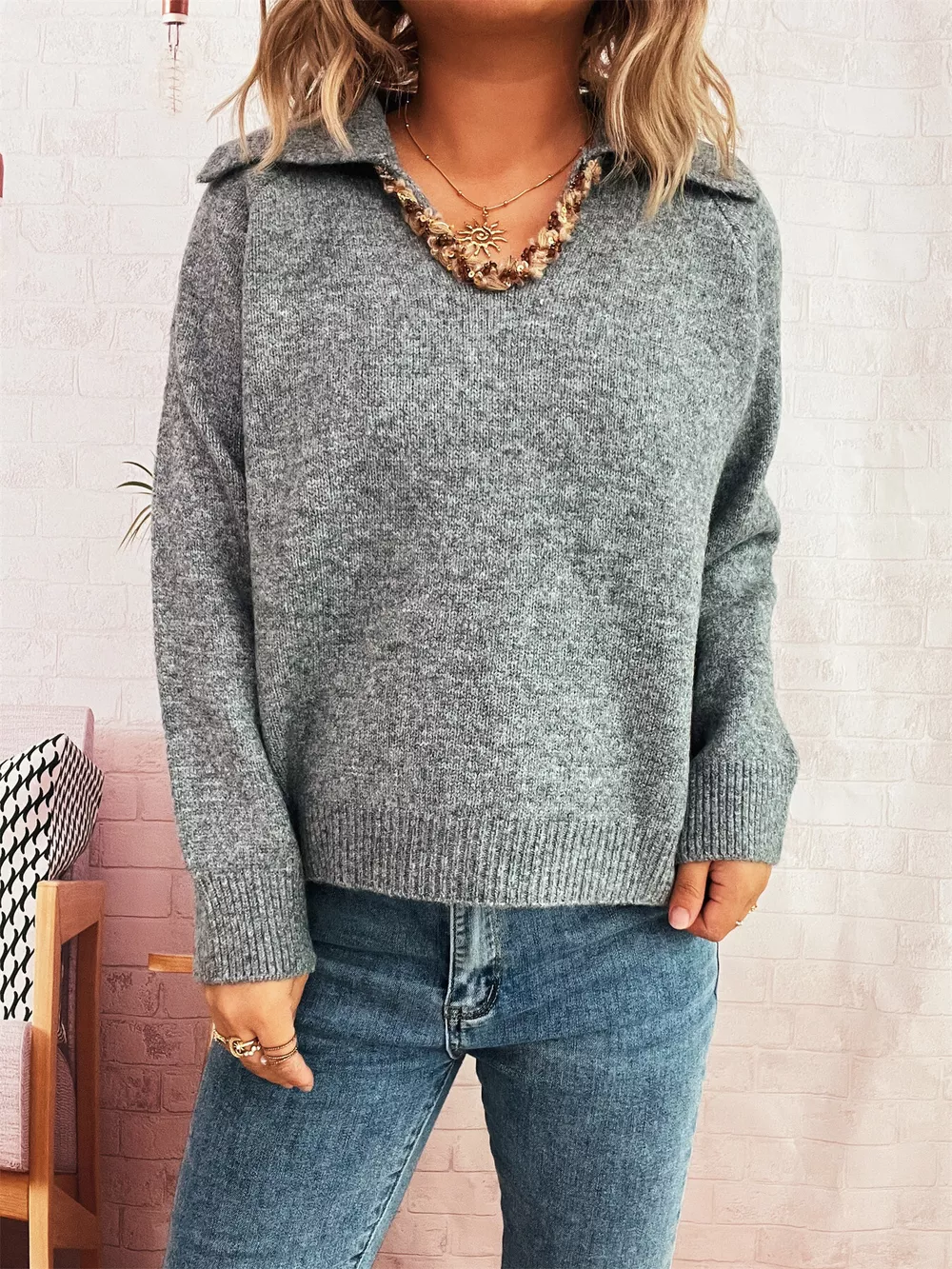 Ribbed Hem Raglan Sleeve Sweater, image 15
