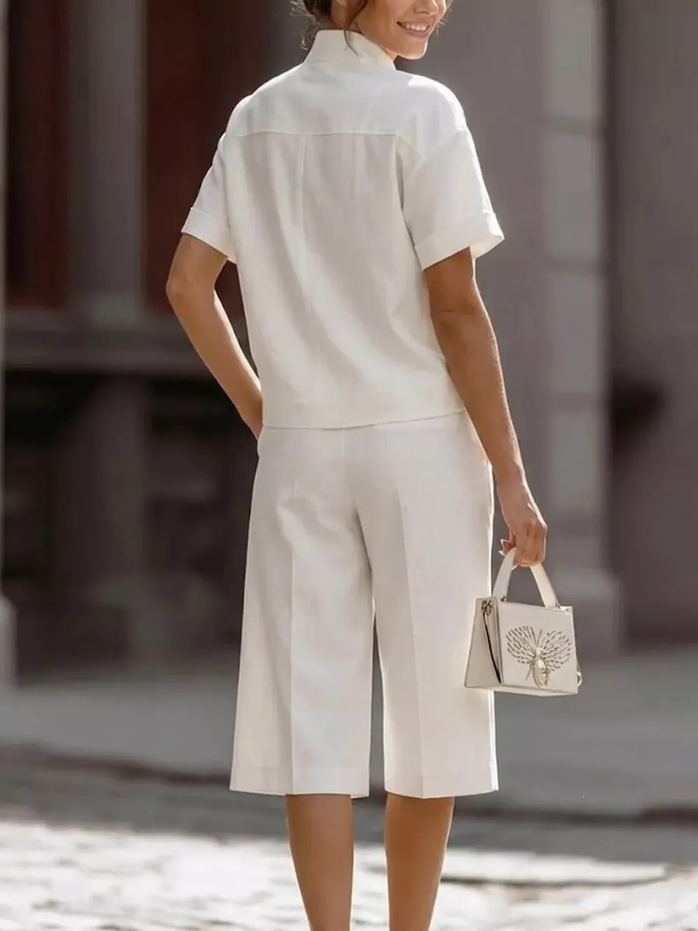 Full Size Short Sleeve Top and Shorts Set Plus Size, image 3