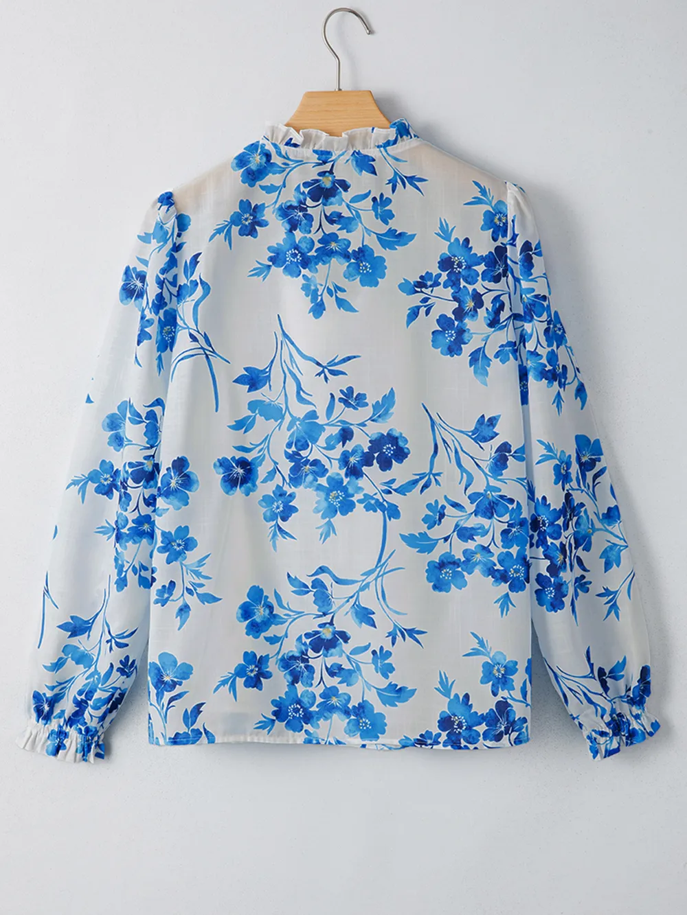Floral Long Sleeve Tie Neck Blouse, image 7